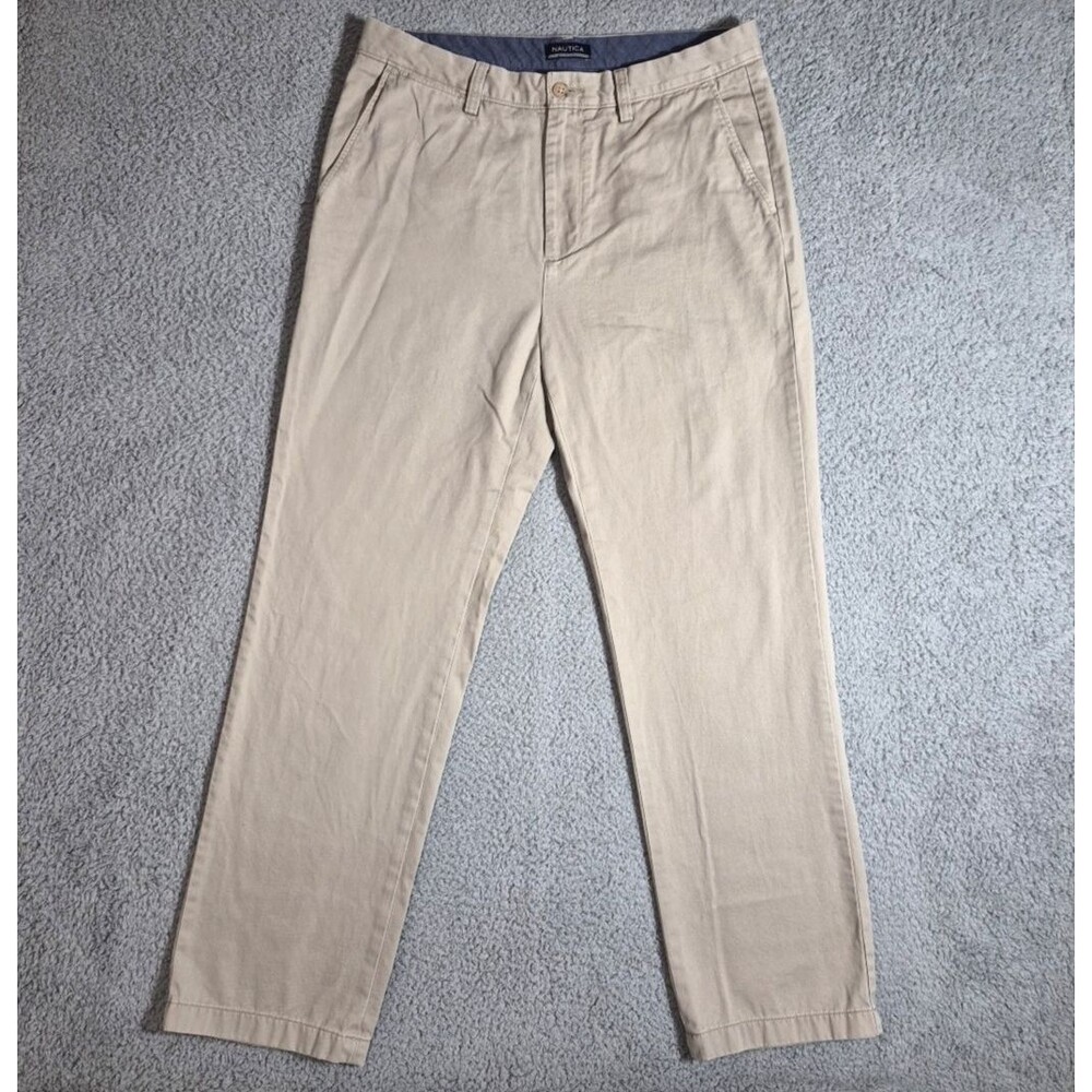 Nautica Men’s The Deck Pants Sz 34 (Fits 34x30.5) Beige Khaki Chino Pants